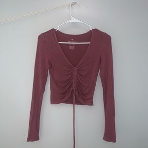 American Eagle soft long sleeve tie in front